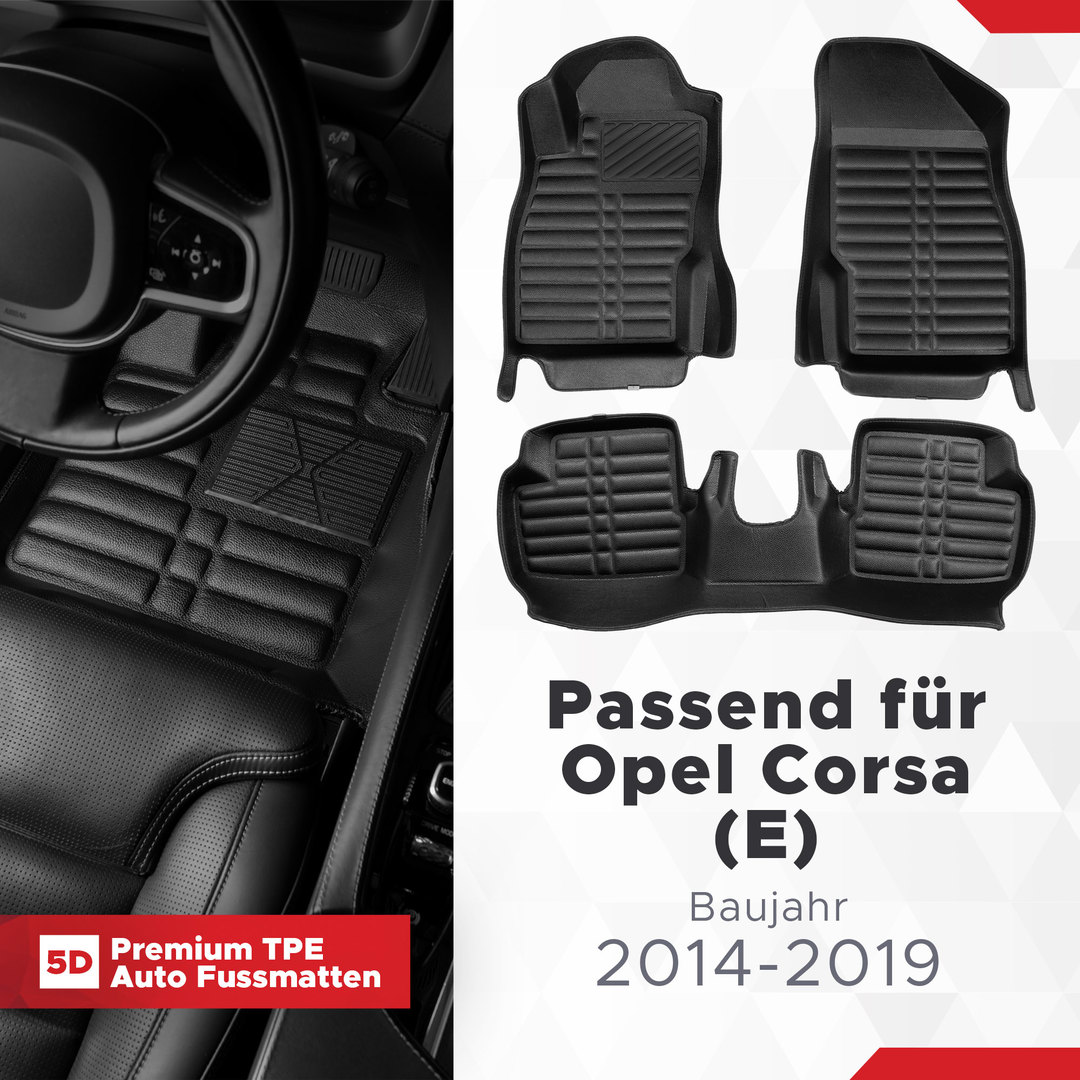 5D Premium Auto Fussmatten TPE Set passend für Opel Corsa (E) Baujahr 2014-2019 1