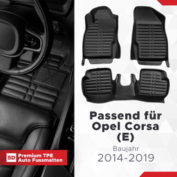 5D Premium Auto Fussmatten TPE Set passend für Opel Corsa (E) Baujahr 2014-2019 thumbnail