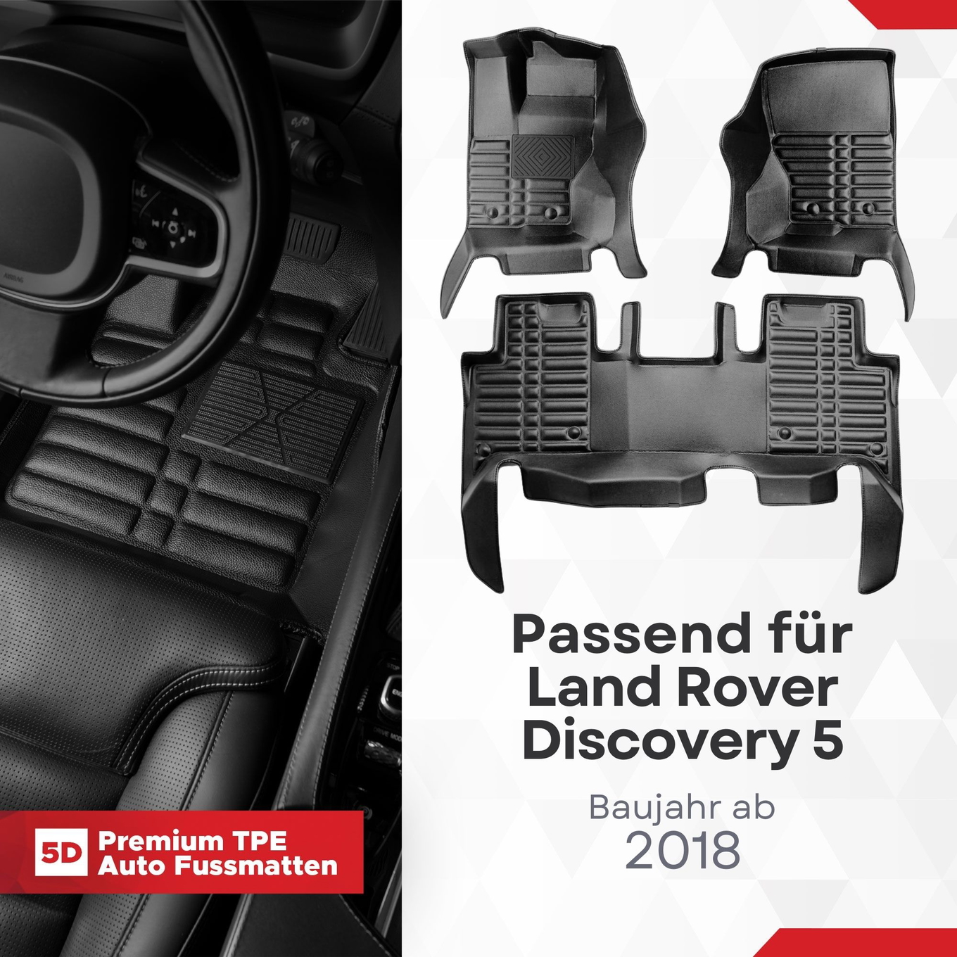 5D Premium Auto Fussmatten TPE Set passend für Land Rover Discovery 5 Baujahr ab 2018 1