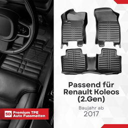 5D Premium Auto Fussmatten TPE Set passend für Renault Koleos (2.Gen) Baujahr ab 2017 thumbnail