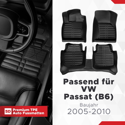 5D Premium Auto Fussmatten TPE Set passend für VW Passat (B6) Baujahr 2005-2010 thumbnail