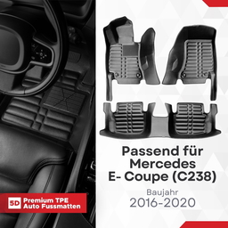 5D Premium Auto Fussmatten TPE Set Passend für Mercedes E- Coupe (C238) Baujahr 2016-2020 thumbnail