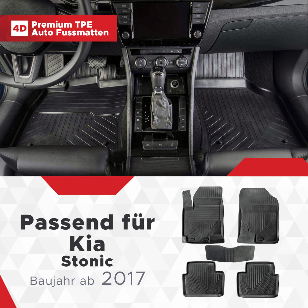 3D Premium Gummi Auto Fussmatten Set Passend für Kia Stonic Baujahr ab 2017 1