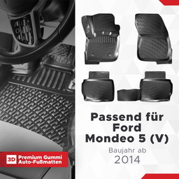 3D Auto Fussmatten Set passend für Ford Mondeo 5 (V) Baujahr ab 2014 thumbnail