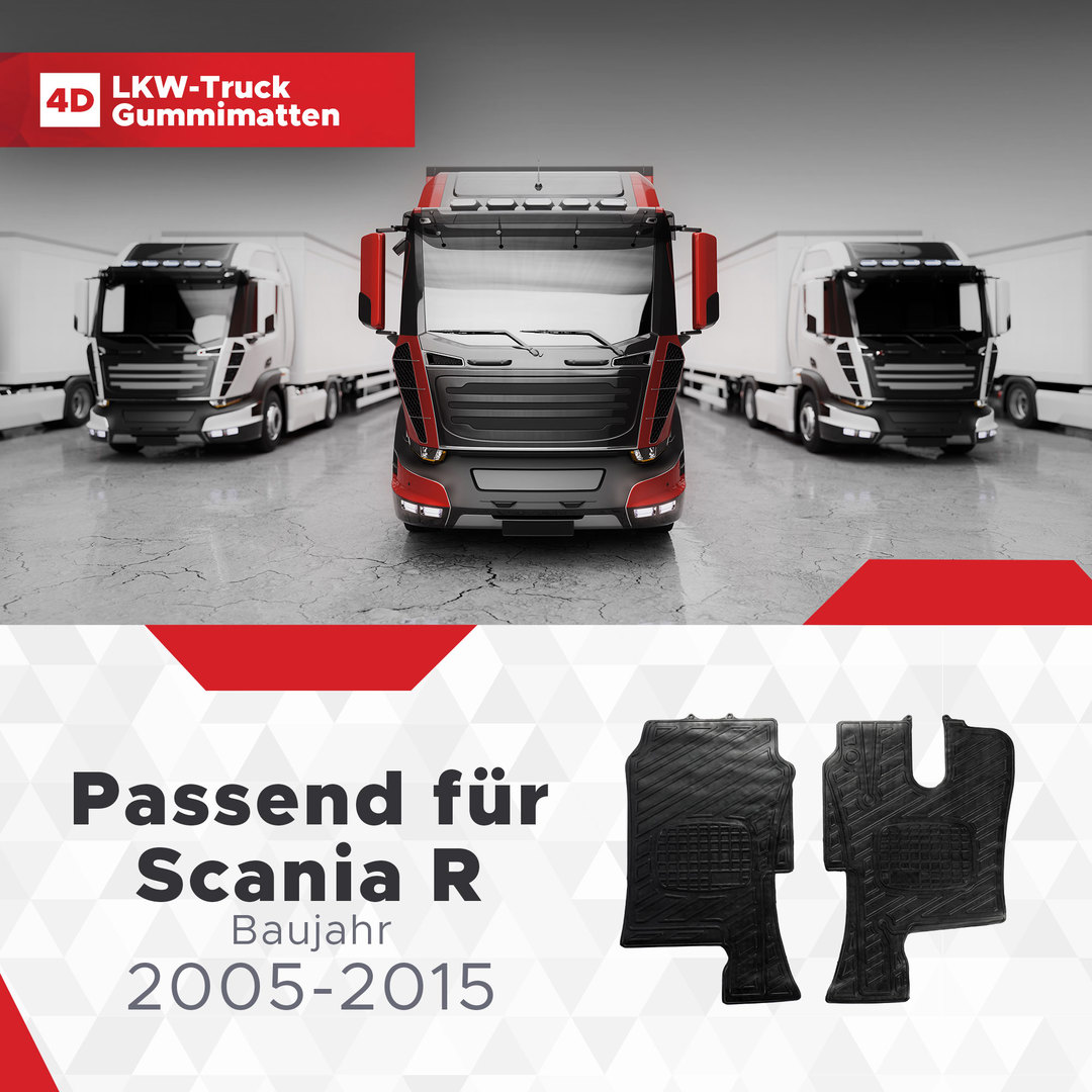 LKW Gummi Fussmatten 3D Passend für Scania R Serie Baujahr 2005-2015 1