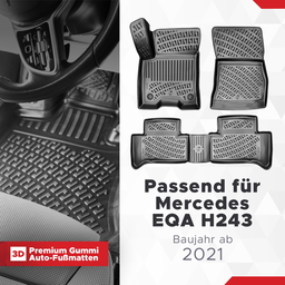 3D Auto Fussmatten Set passend für Mercedes EQA H243 Baujahr ab 2021 thumbnail