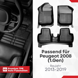 5D Premium Auto Fussmatten TPE Set passend für Peugeot 2008 (1.Gen) Baujahr 2013-2019 thumbnail