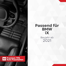5D Premium Auto Fussmatten TPE Set passend für BMW iX Baujahr ab 2021 thumbnail