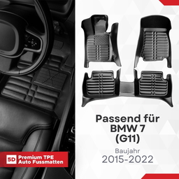 5D Premium Auto Fussmatten TPE Set passend für BMW 7 (G11) Baujahr 2015-2022 thumbnail