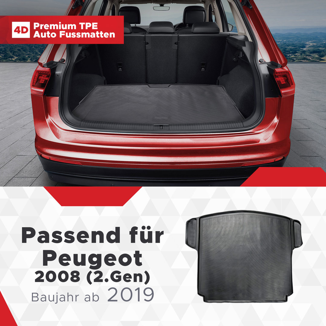3D Kofferraum Matte passend für Peugeot 2008 (2.Gen) ab 2019