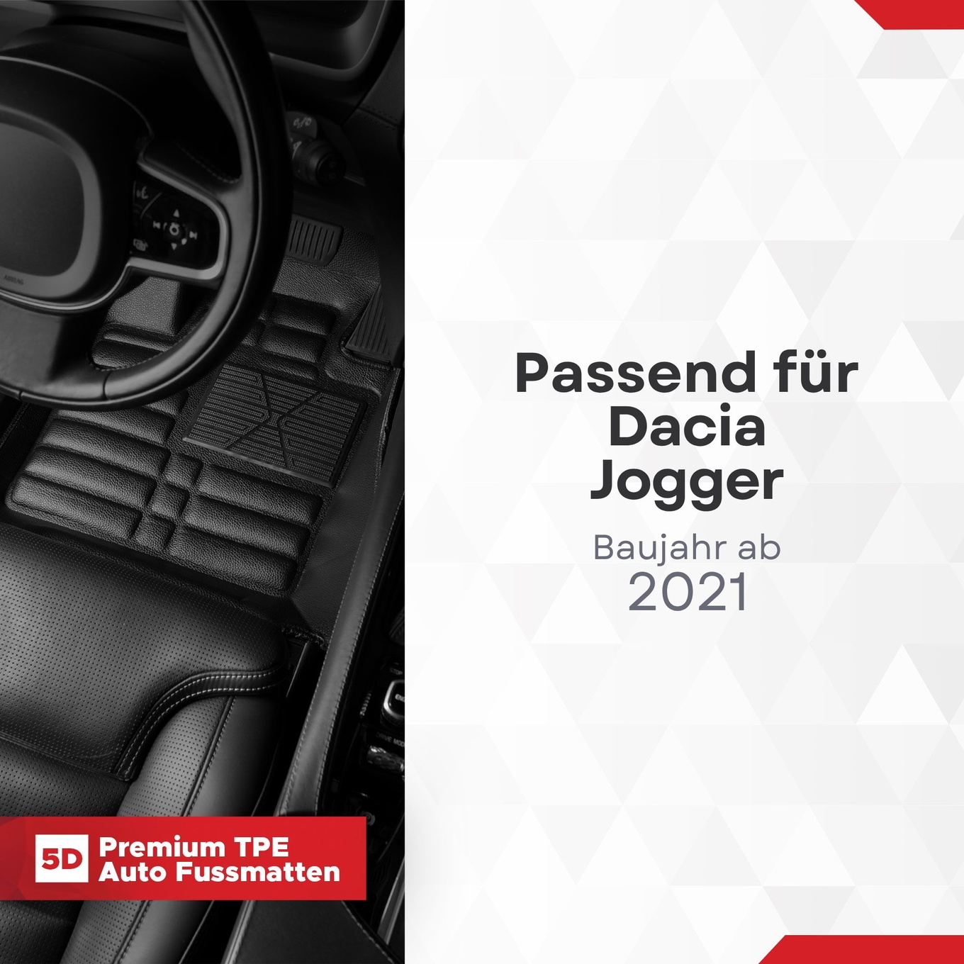5D Premium Auto Fussmatten TPE Set passend für Dacia JOGGER Baujahr ab 2021 1
