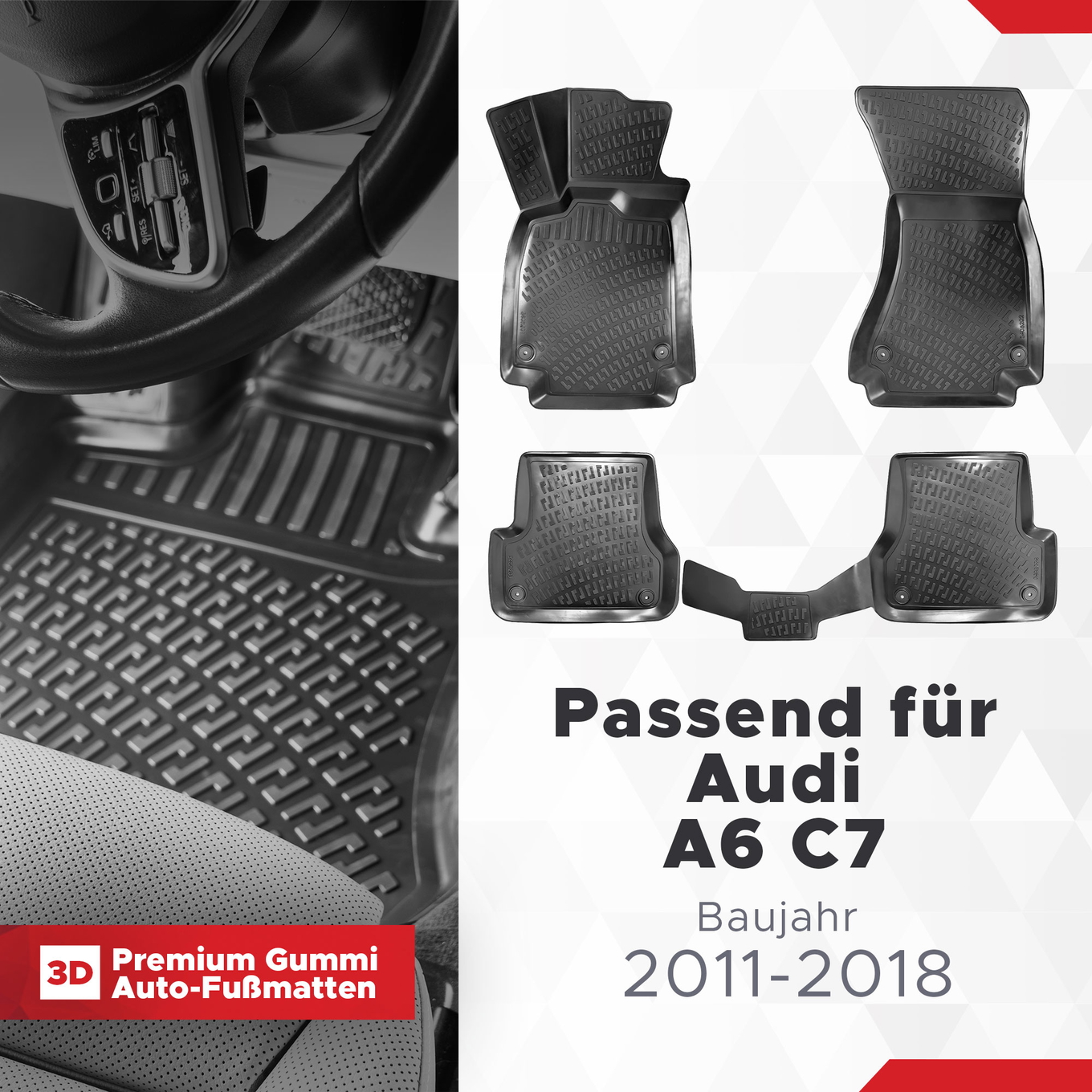 3D Auto Fußmatten Set für Audi A6 C7 Baujahr 2011-2018 1