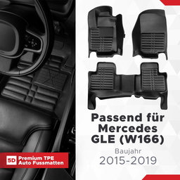 5D Premium Auto Fussmatten TPE Set passend für Mercedes GLE (W166) Baujahr 2015-2019 thumbnail