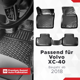 3D Auto Fussmatten Set passend für Volvo XC-40 Baujahr ab 2018 ( Passt nicht in Elektro ) thumbnail